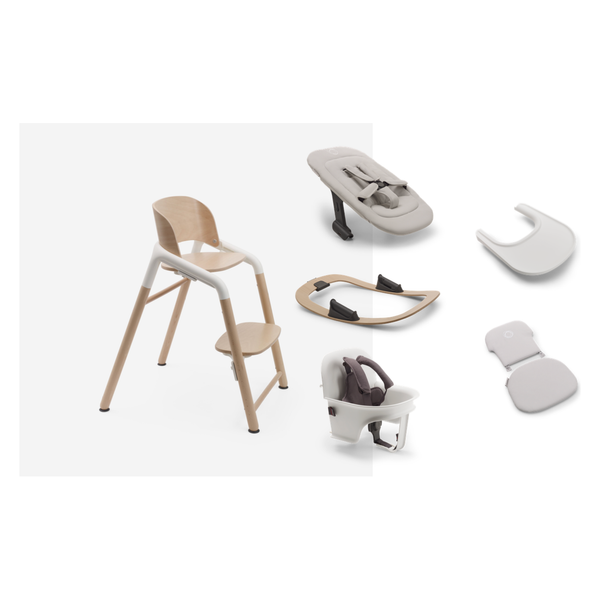 Bugaboo Giraffe Stuhl Naturales Holz/ Weiss All-in-Set