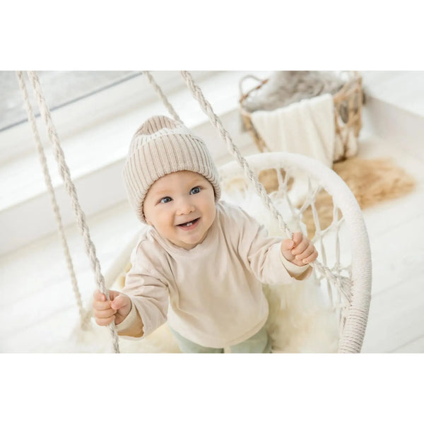 Merino Babymütze Purzl Grau / Größe 44/47